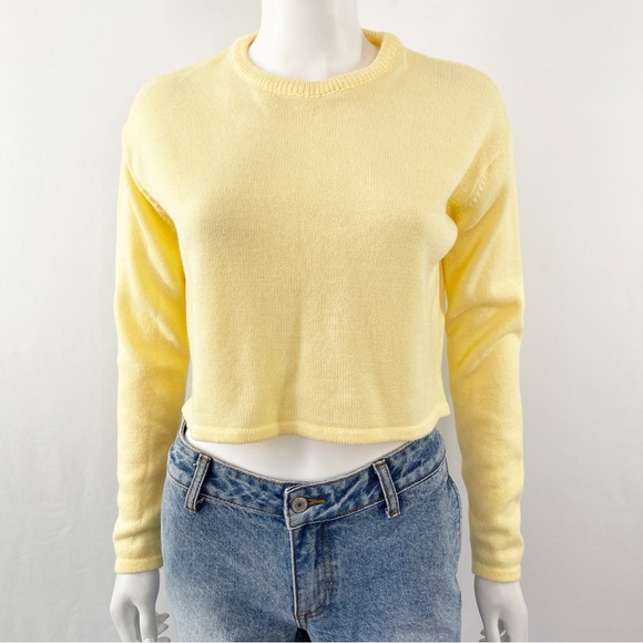 Brandy Melville Sweaters - Brandy Melville Yellow Long Sleeve Cropped Knit Sweater